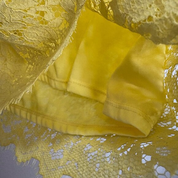 Liz Claiborne 2Pc Butter Yellow Lace Top & Skirt XL Stretch Career Spring - Picture 8 of 9